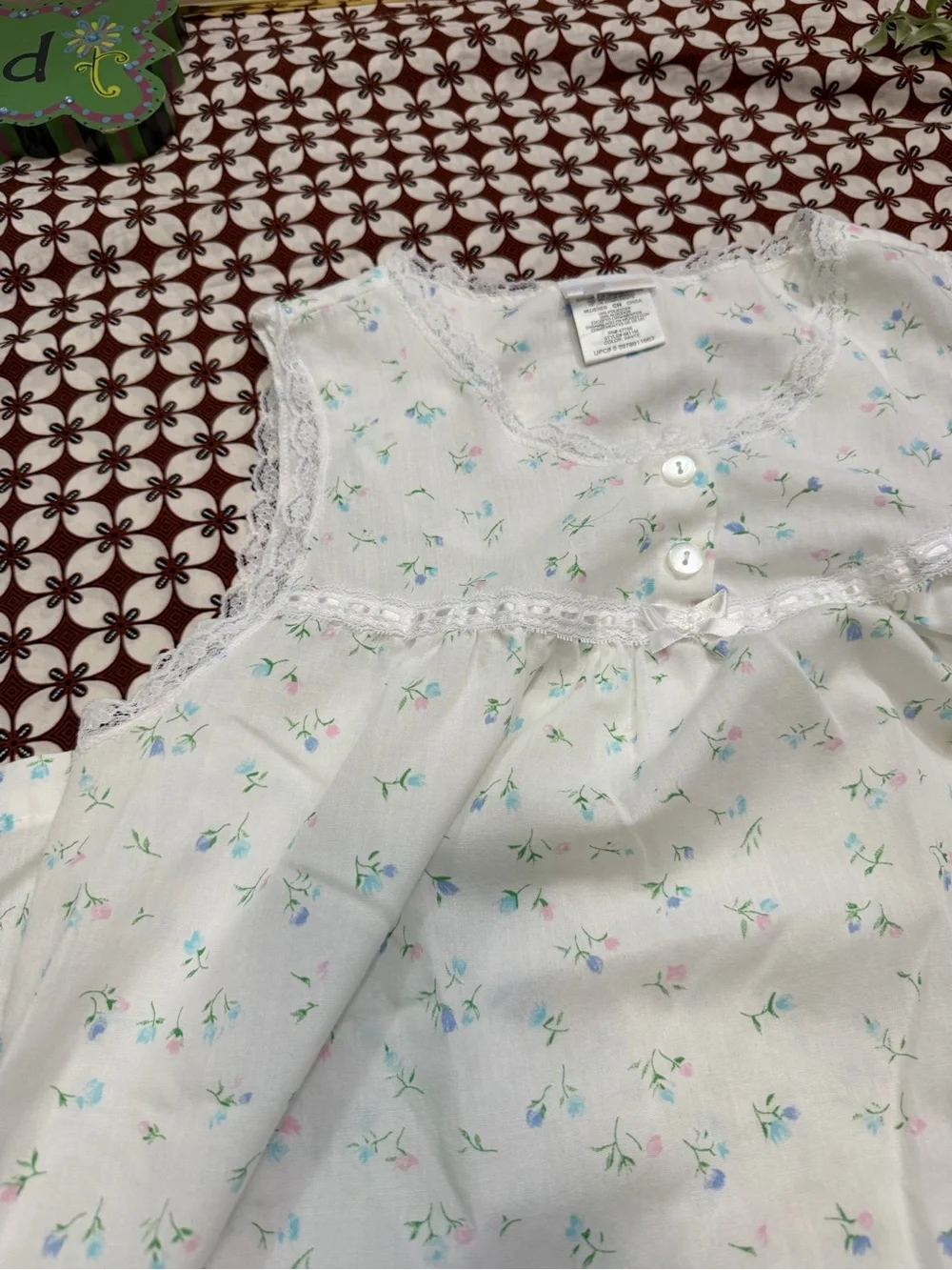 Vintage White Floral Nightgown Dress